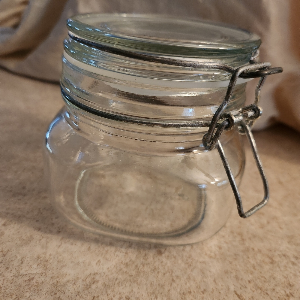 Clear Glass Storage Jar with Metal Clip